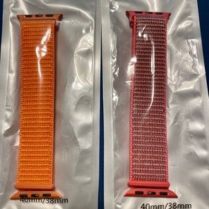 Iphone watch bands - 1 orange and 1 pink, fits 38mm/40mm iPhone watch.